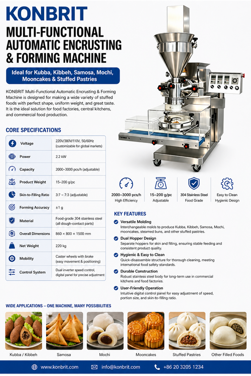KONBRIT Professional Multi-functional Encrusting Machine - Industrial Grade Kubba & Mochi Maker