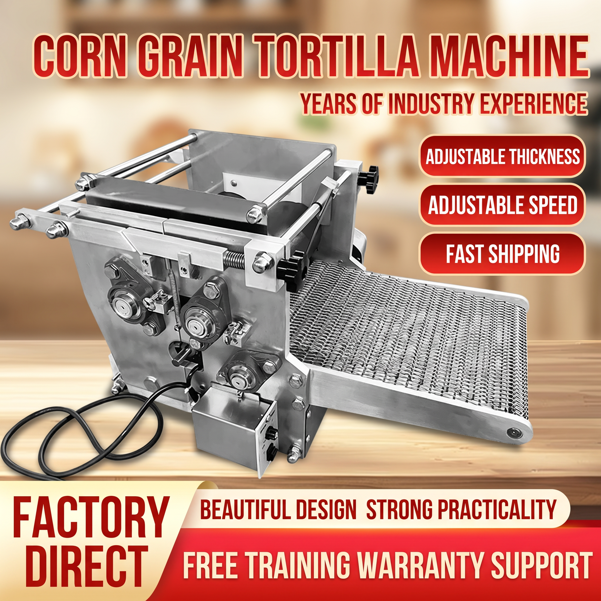 KONBRIT Automatic Corn Tortilla Maker | Commercial Desktop Taco Shell Machine (15cm-40cm) - Industrial Food Machinery by KONBRIT - Image 4