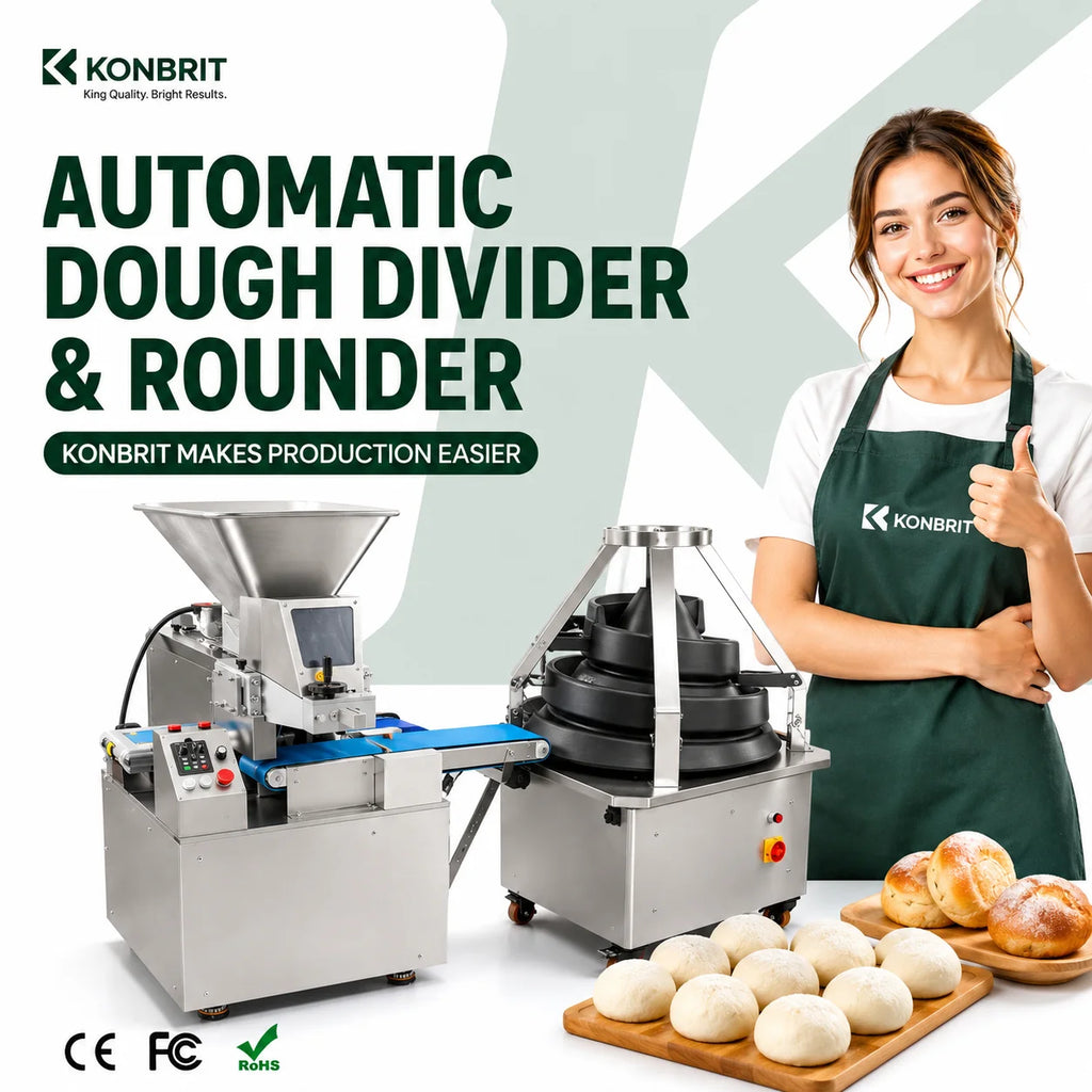 KONBRIT Automatic Continuous Dough Divider and Rounder Machine - High Capacity Commercial Dough Ball Maker