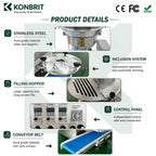 KONBRIT KBKUBA-201 Automatic Encrusting Machine - Industrial Food Former for Kubba, Mochi & Maamoul
