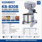 KONBRIT B-Series Heavy Duty Planetary Mixer (10L-80L) | 3-Speed Commercial Flour & Dough Mixer