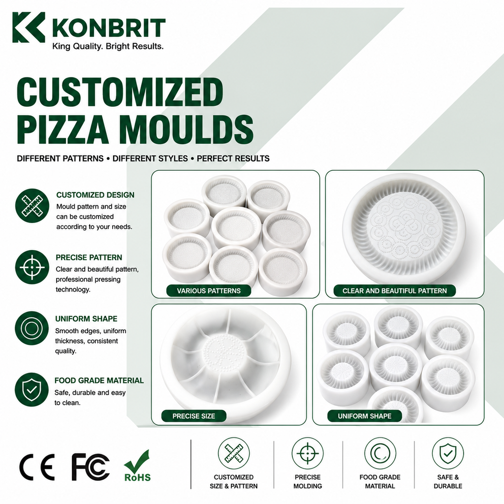 Custom pizza mould patterns for flatbread dough press machine