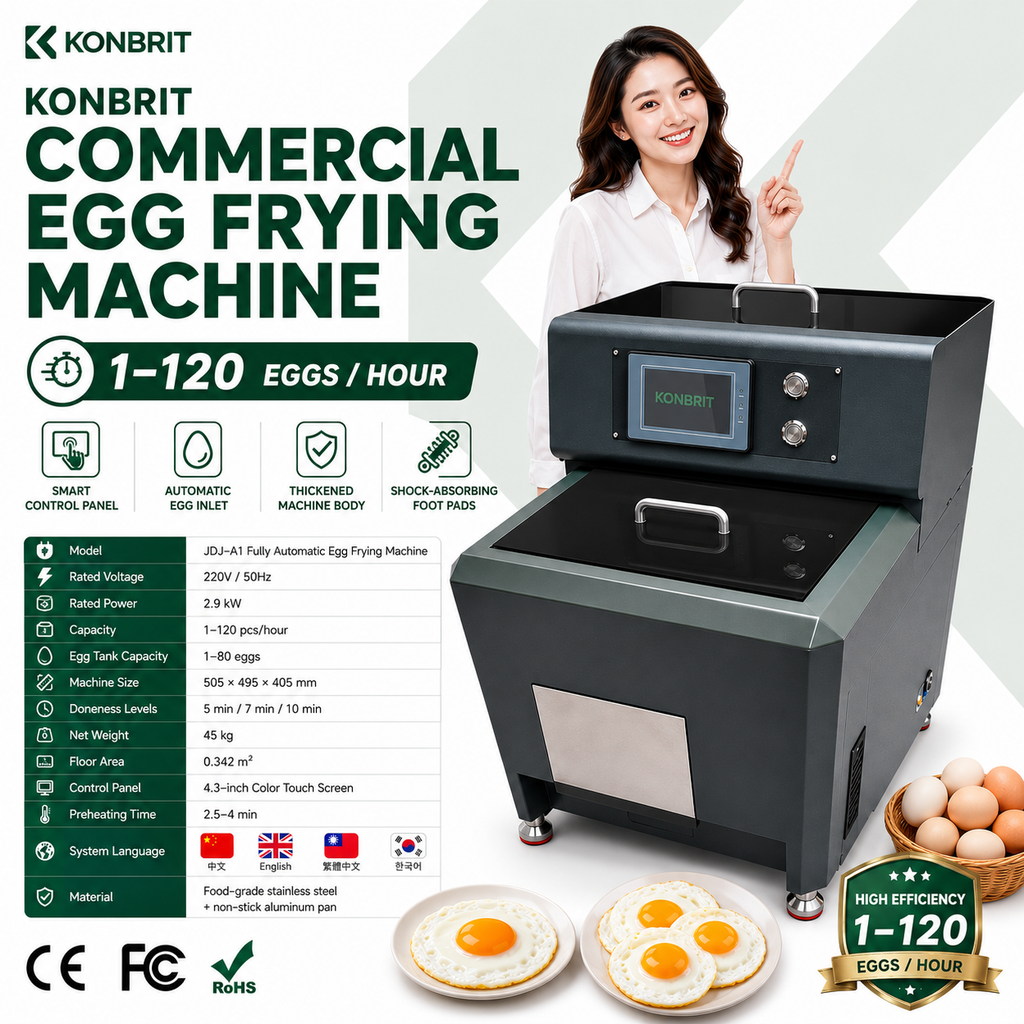 KONBRIT JDJ-A1 Fully Automatic Egg Frying Machine | Commercial Fried Egg Maker with 4.3" Touch Screen (120 pcs/h)