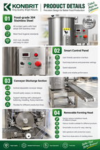 KONBRIT patty forming machine controls conveyor and removable forming head