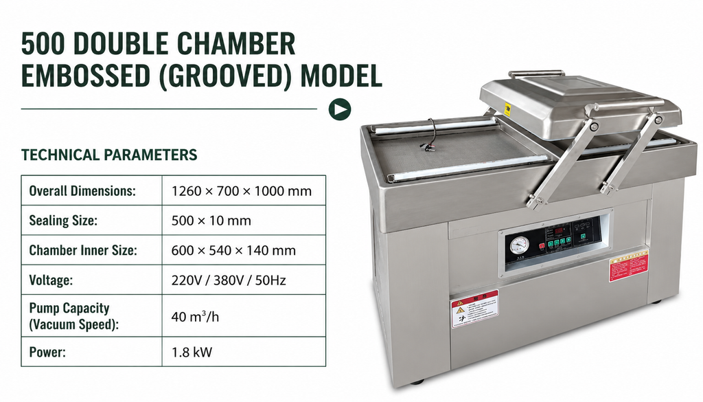 KBVP-500 double-chamber vacuum packer technical specifications
